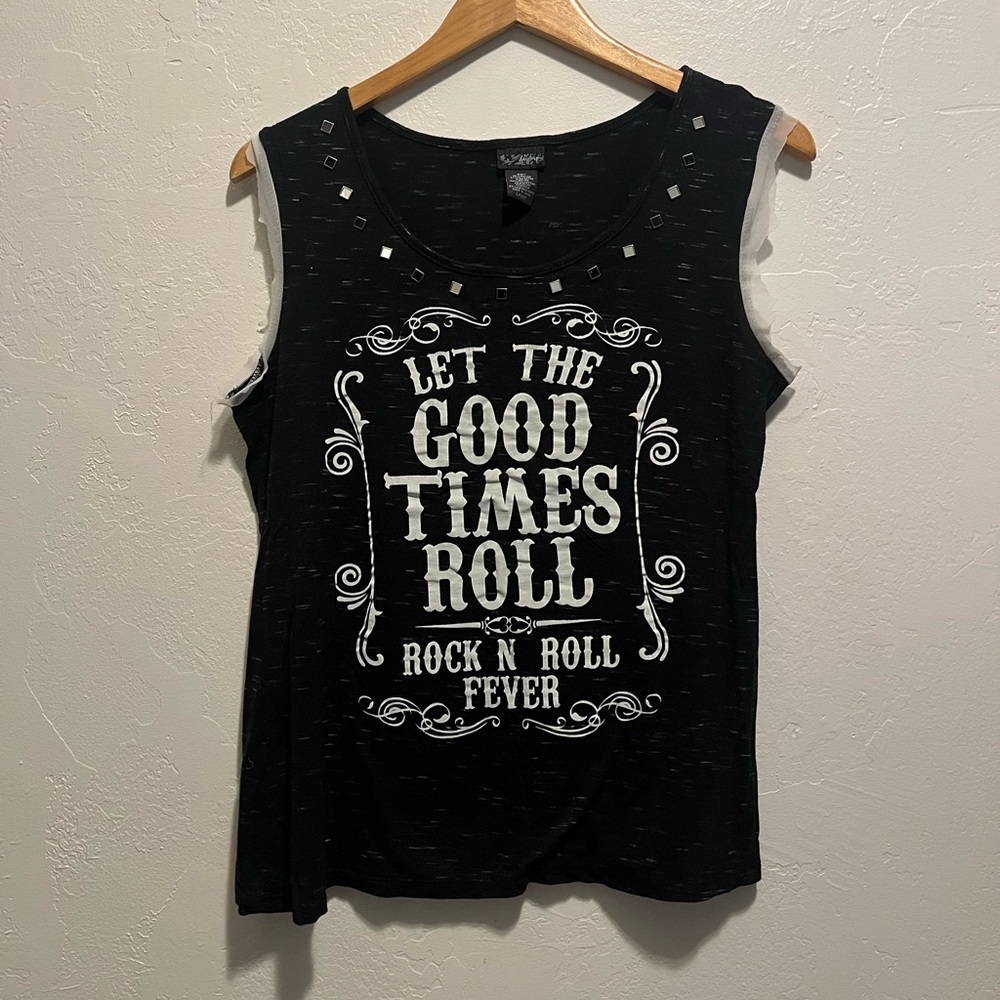 Buckle Daytrip Black Sleeveless Graphic Top